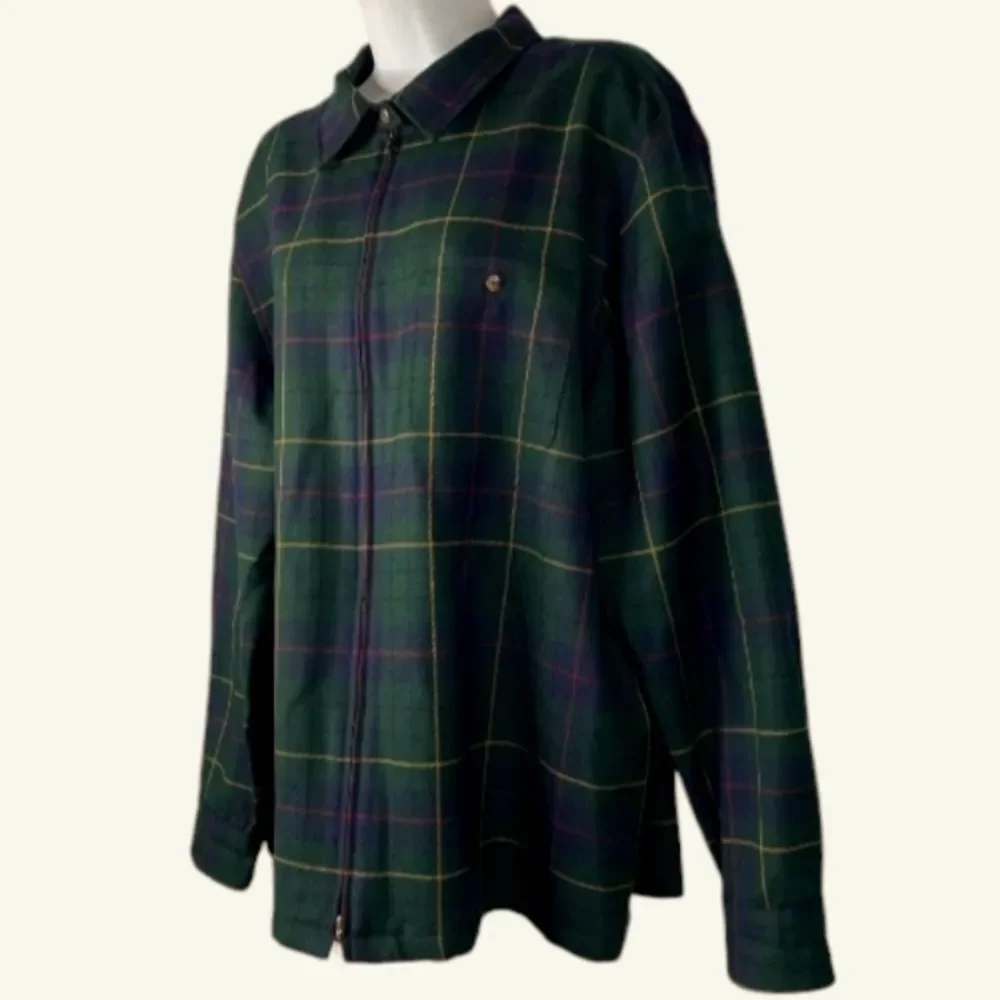 Pendleton Women's Green Blue Plaid Celebration Tartan Wool Zip Front Jacket M - Picture 8 of 15
